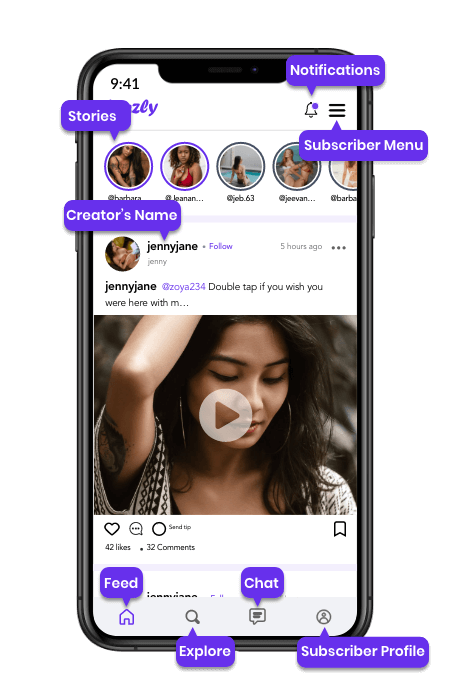 onlyfans clone mobile homescreen