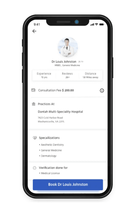 Uber for doctors detailed profile